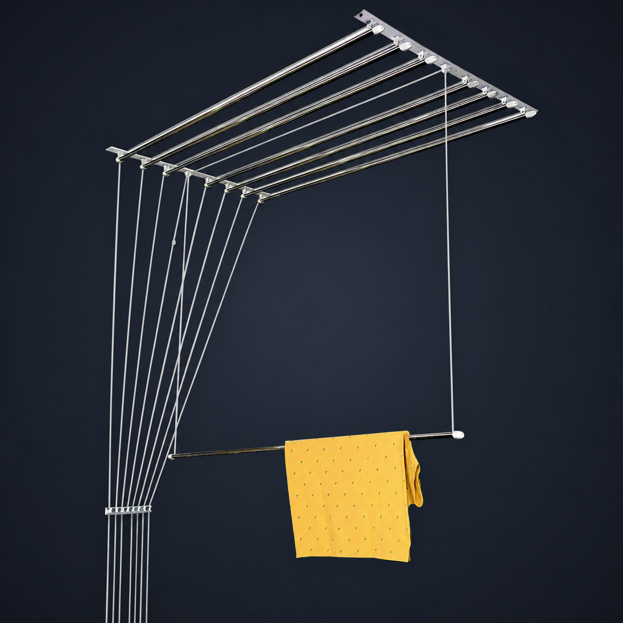 Ceiling cloth hanger installation for space-saving laundry drying